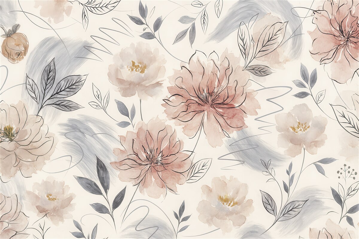 Fototapeta Kwiaty w akwareli.