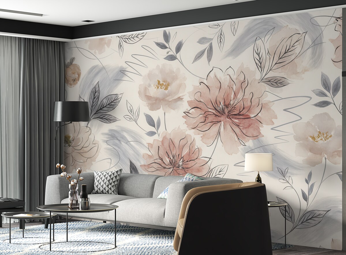 Fototapeta Kwiaty w akwareli.