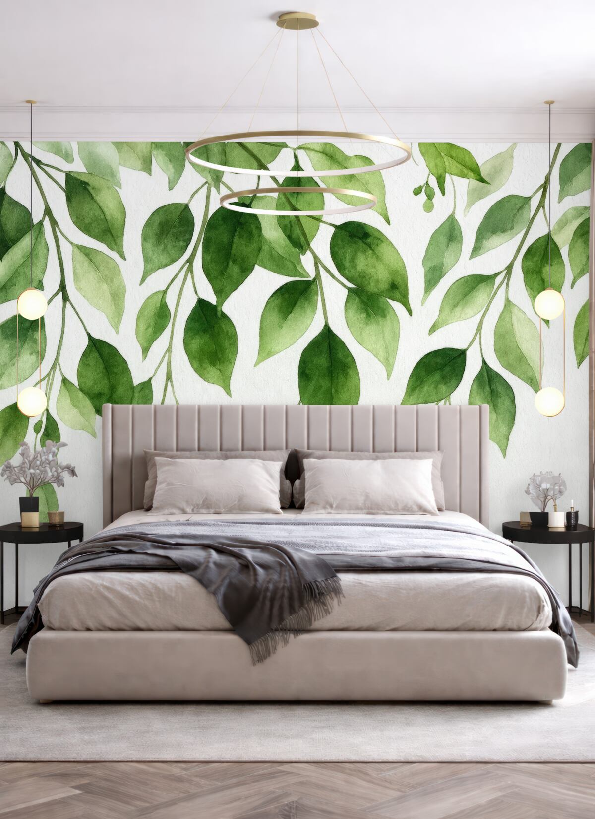 Fototapeta Farby wodne liści i gałęzi.