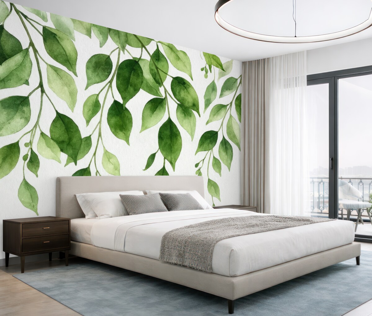 Fototapeta Farby wodne liści i gałęzi.