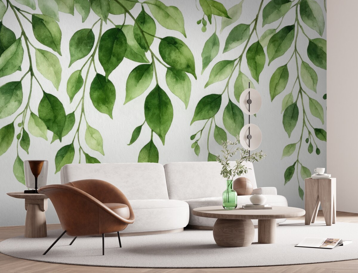 Fototapeta Farby wodne liści i gałęzi.