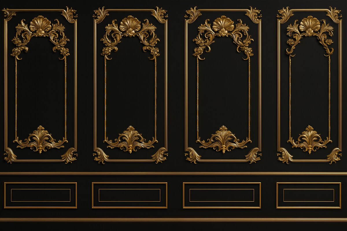 Fototapeta Klasyczna francuska ścianka Buzeri w odcieniu czarnym.