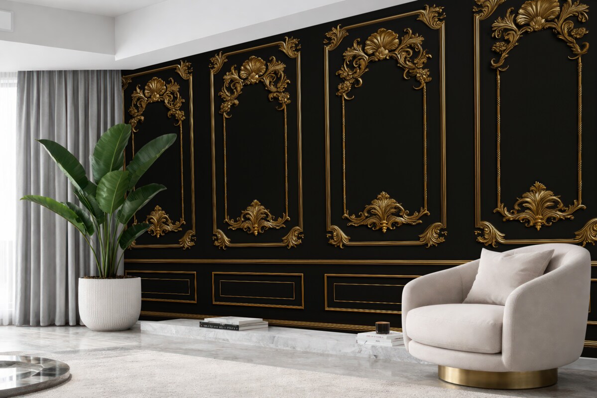 Fototapeta Klasyczna francuska ścianka Buzeri w odcieniu czarnym.