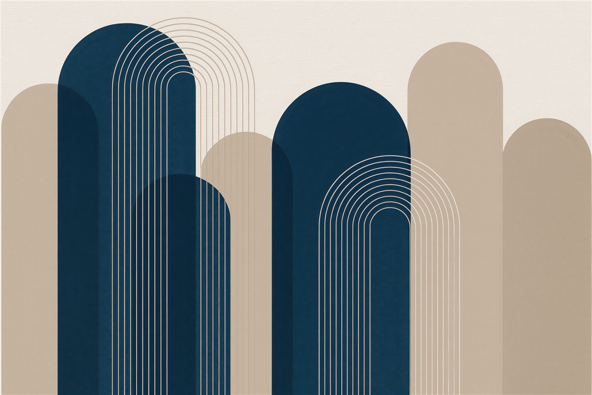 Fototapeta Abstrakcyjne łuki błękitne i piaskowe.