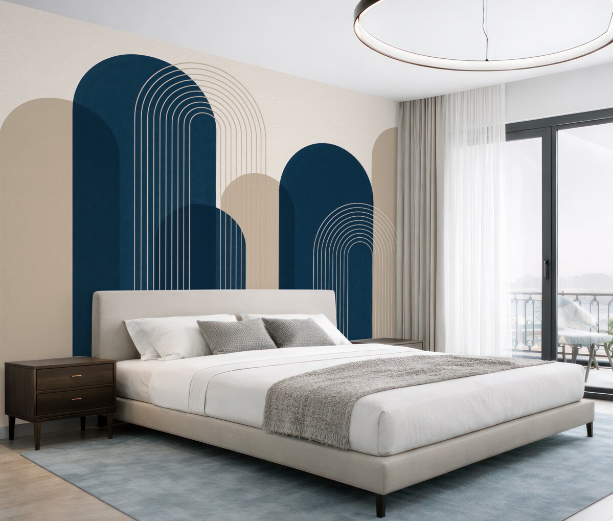 Fototapeta Abstrakcyjne łuki błękitne i piaskowe.