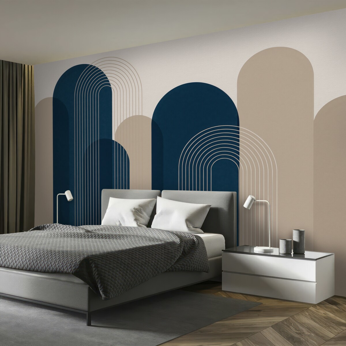 Fototapeta Abstrakcyjne łuki błękitne i piaskowe.