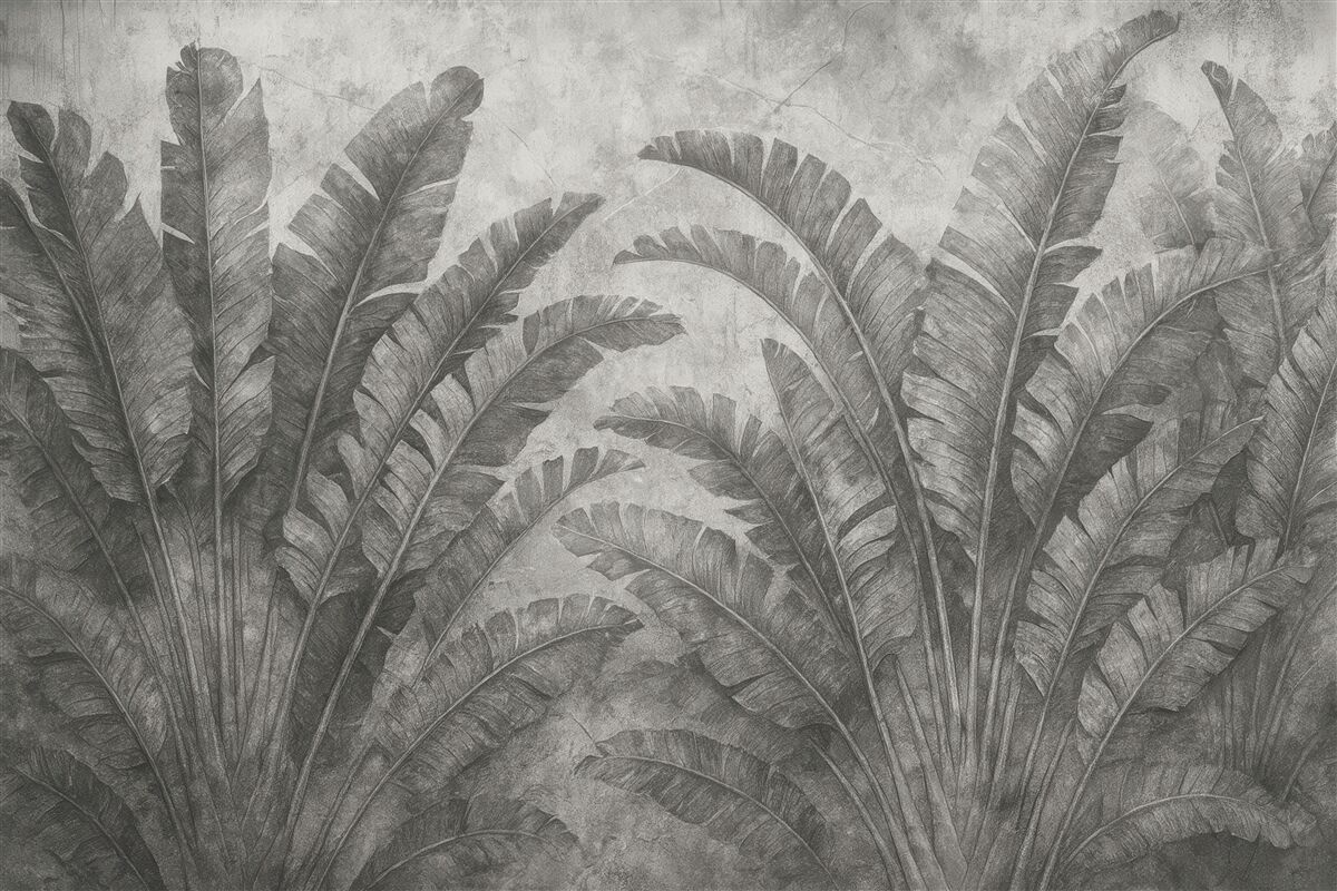 Fototapeta Tropikalne liście na skalnym tle.