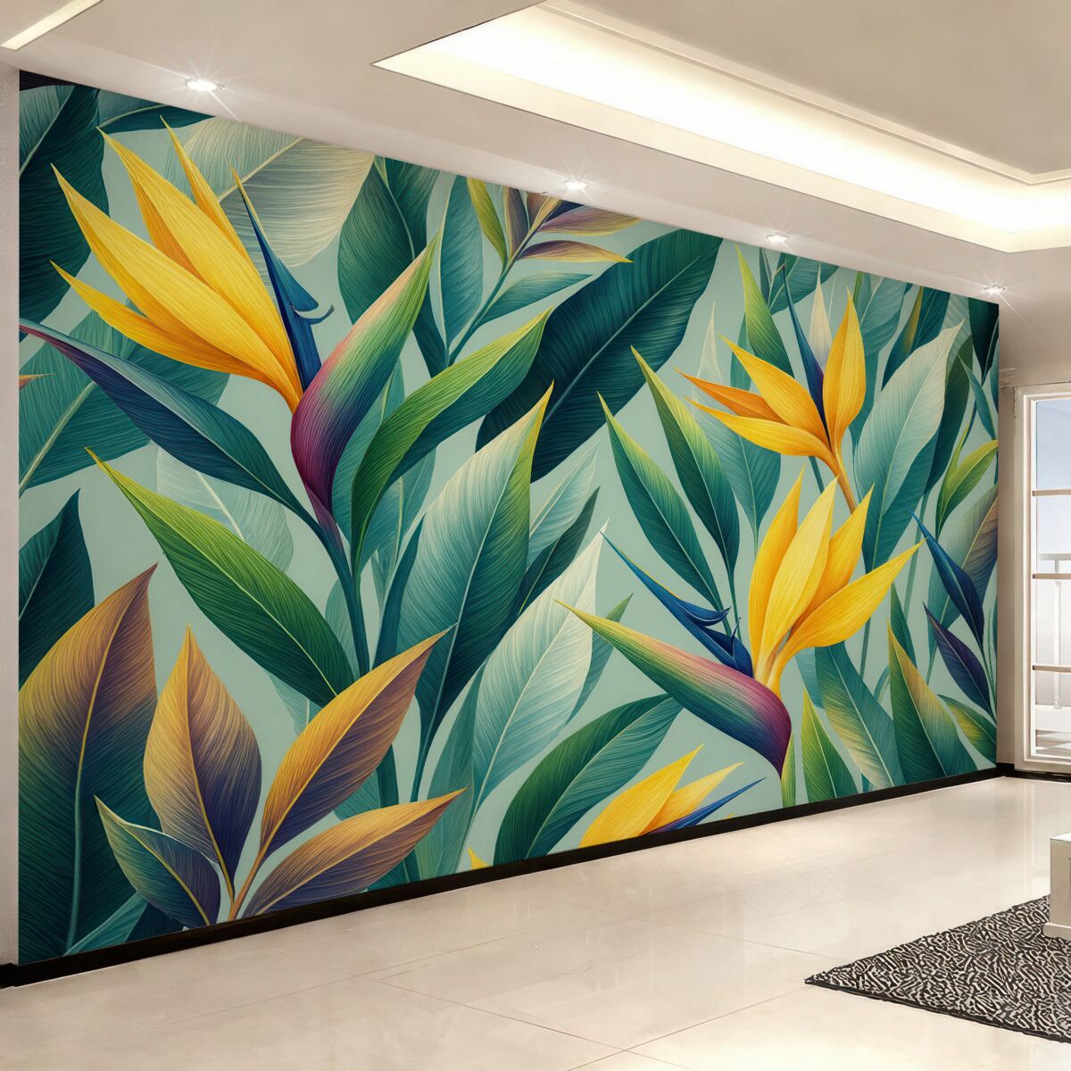 Fototapeta Tendencja roślin tropikalnych oraz jasne liście.