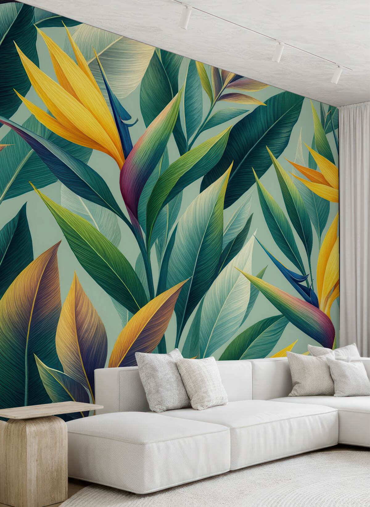 Fototapeta Tendencja roślin tropikalnych oraz jasne liście.