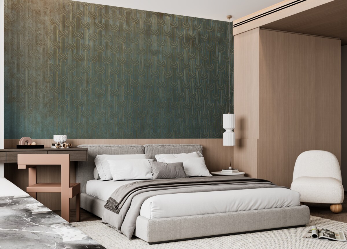 Fototapeta Zakrzywiony motyw na ścianie w stylu grunge.