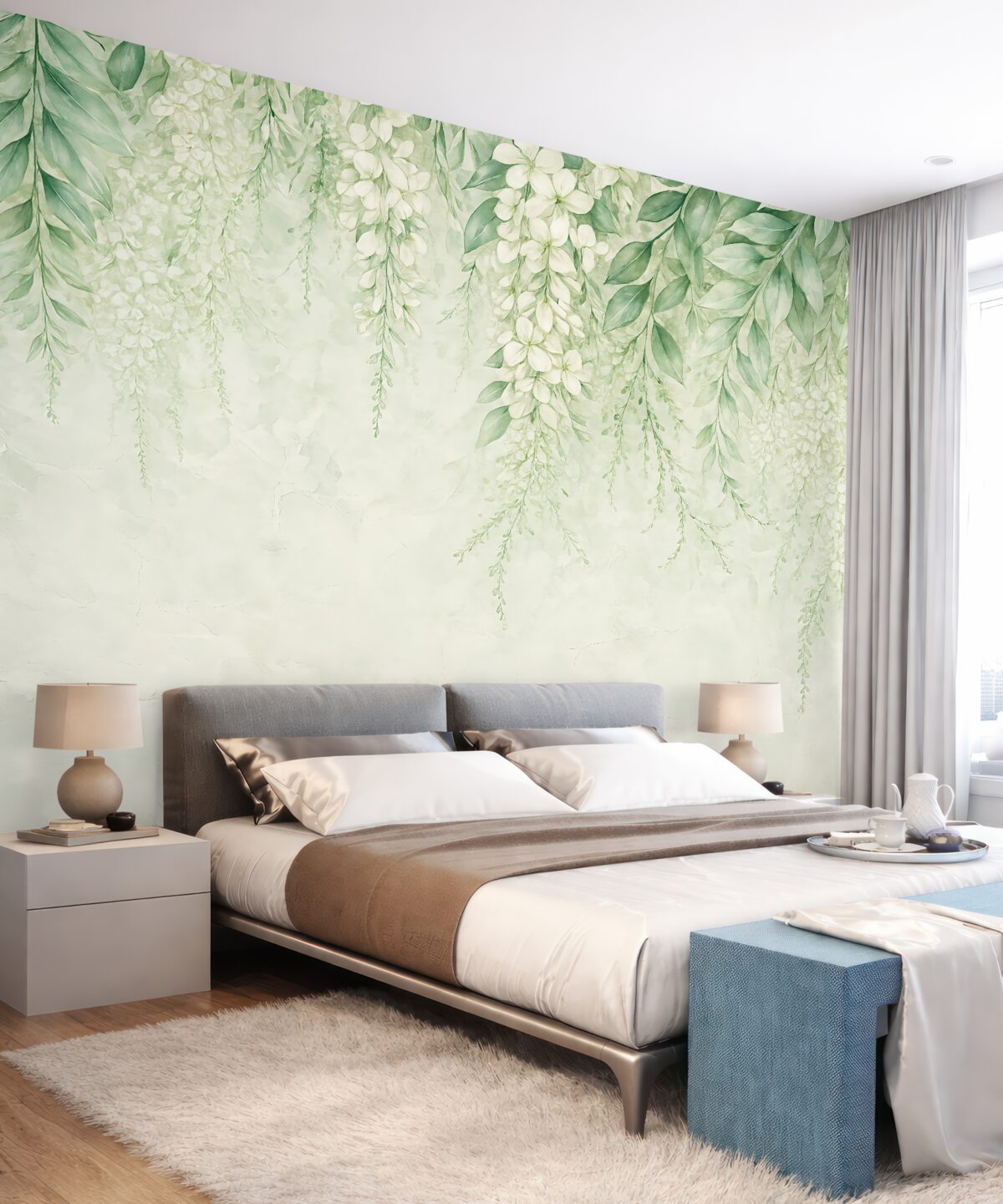 Fototapeta Roślinne kwiaty na marmurze.