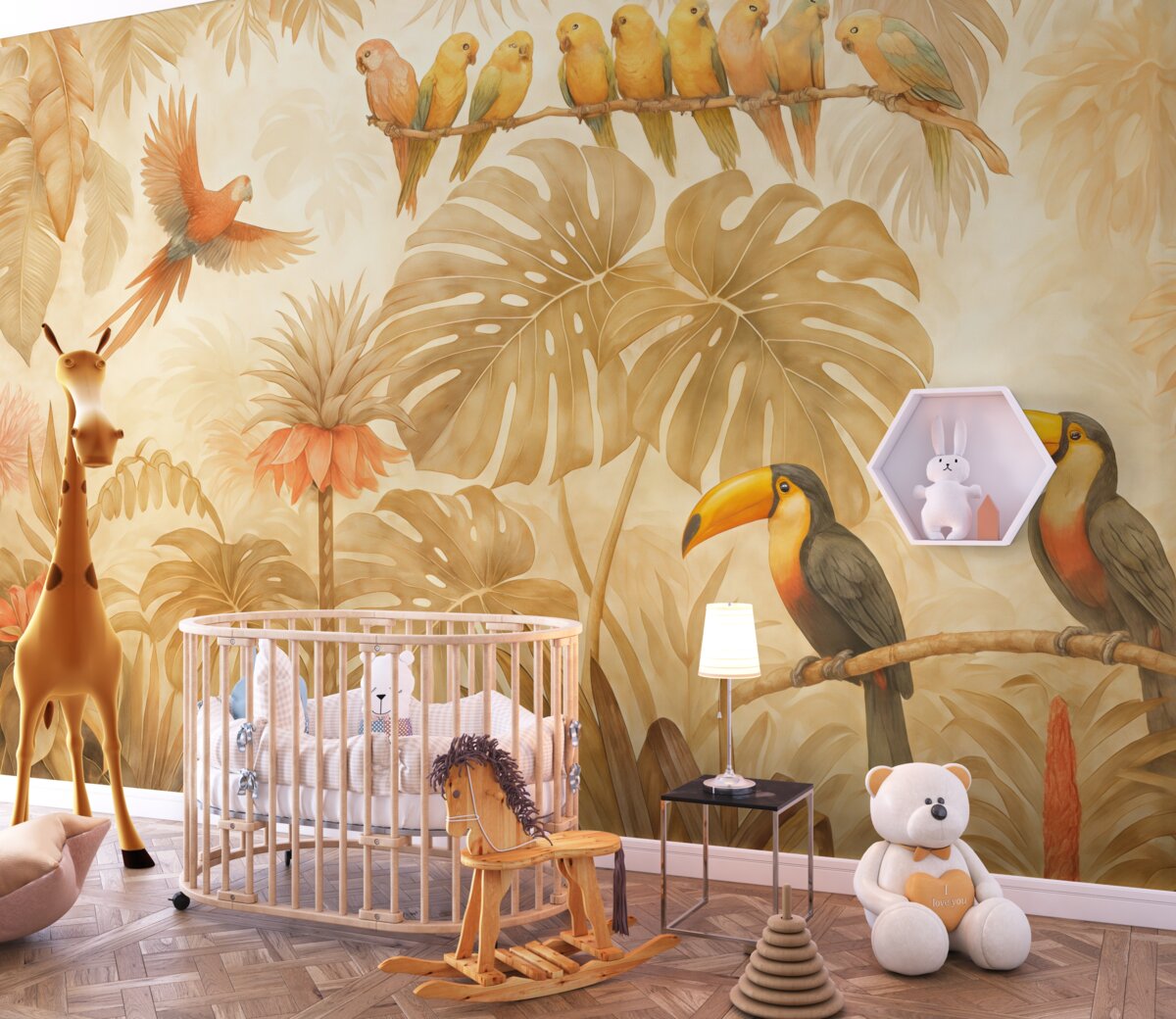 Fototapeta Jasne ptaki i kolorowe papugi w tropikach.