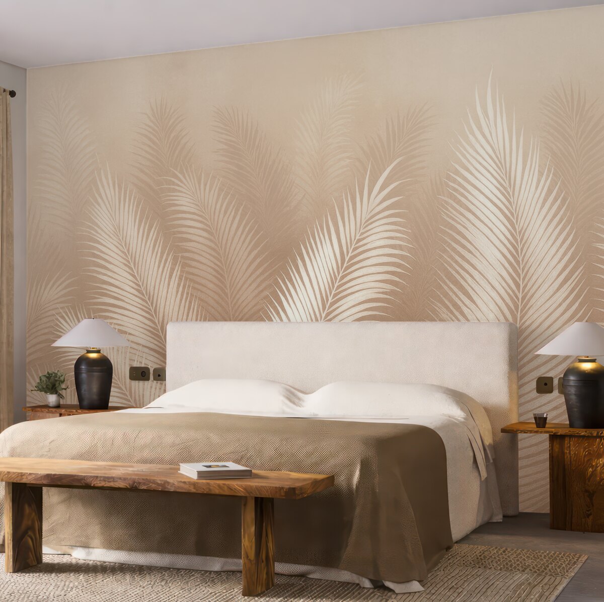 Fototapeta Białe palmy na brązowym tle Granzh.