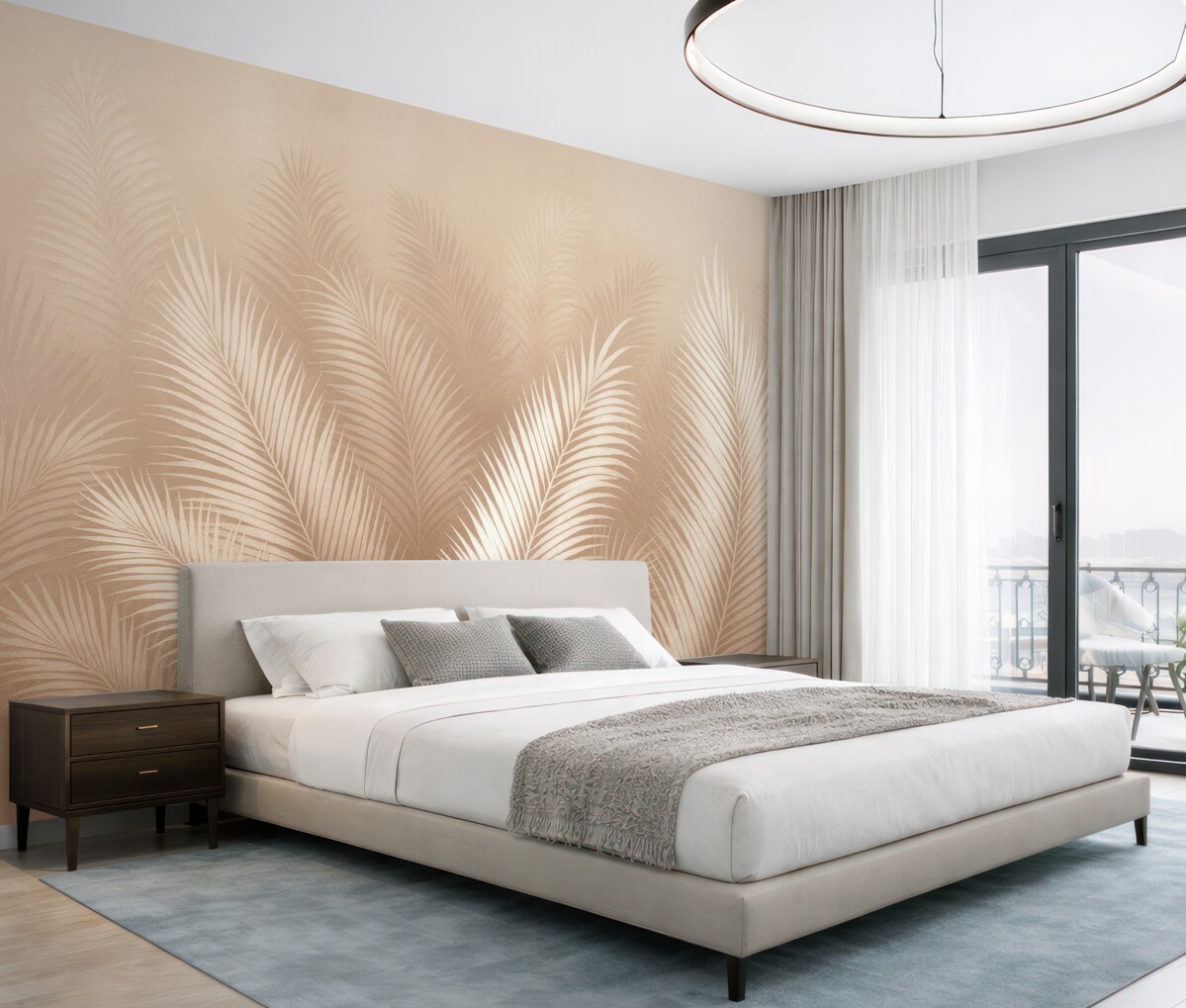 Fototapeta Białe palmy na brązowym tle Granzh.