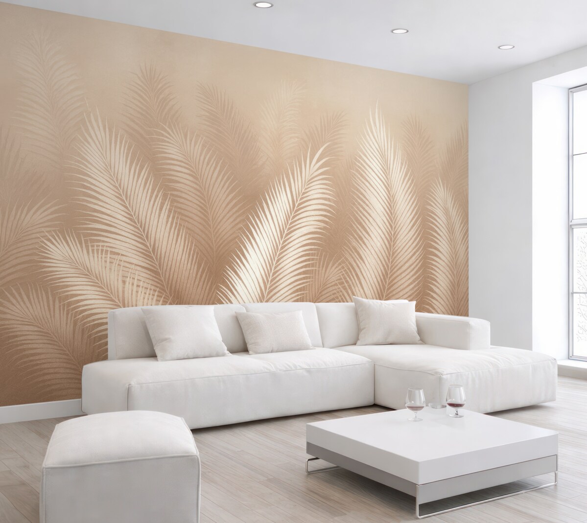 Fototapeta Białe palmy na brązowym tle Granzh.