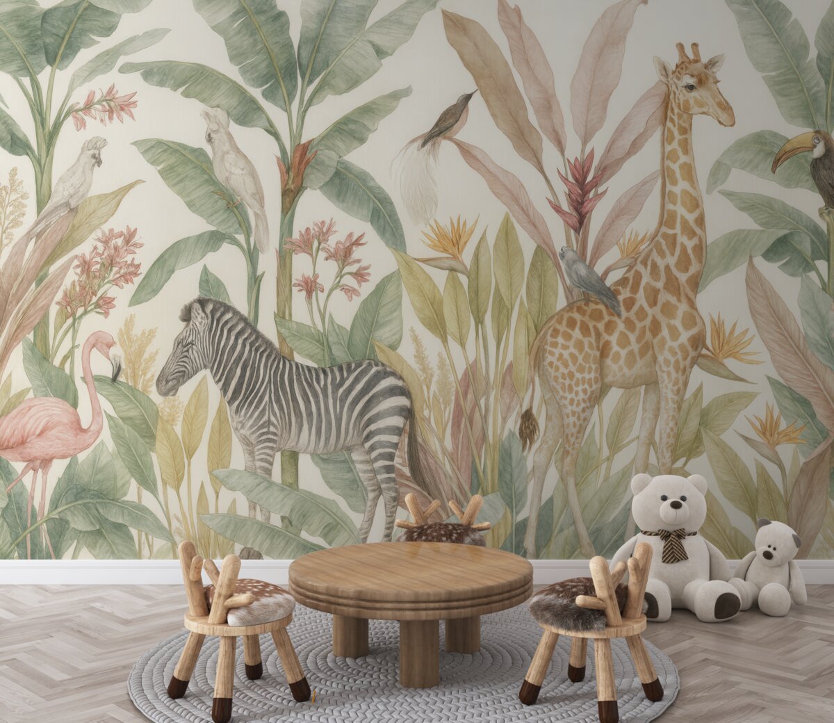 Fototapeta Jasne lasy tropikalne i zwierzęta.