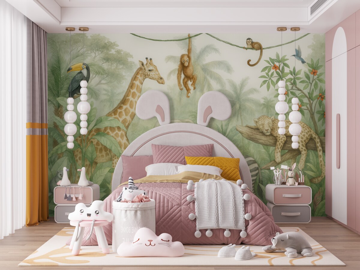 Fototapeta Widok dżungli z fauną.