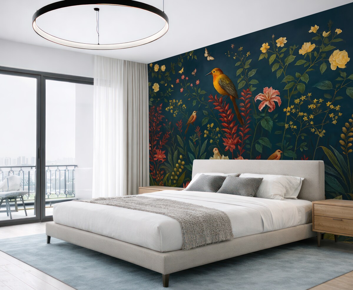 Fototapeta Jasne konary i ptaki w stylu chinoiserie.