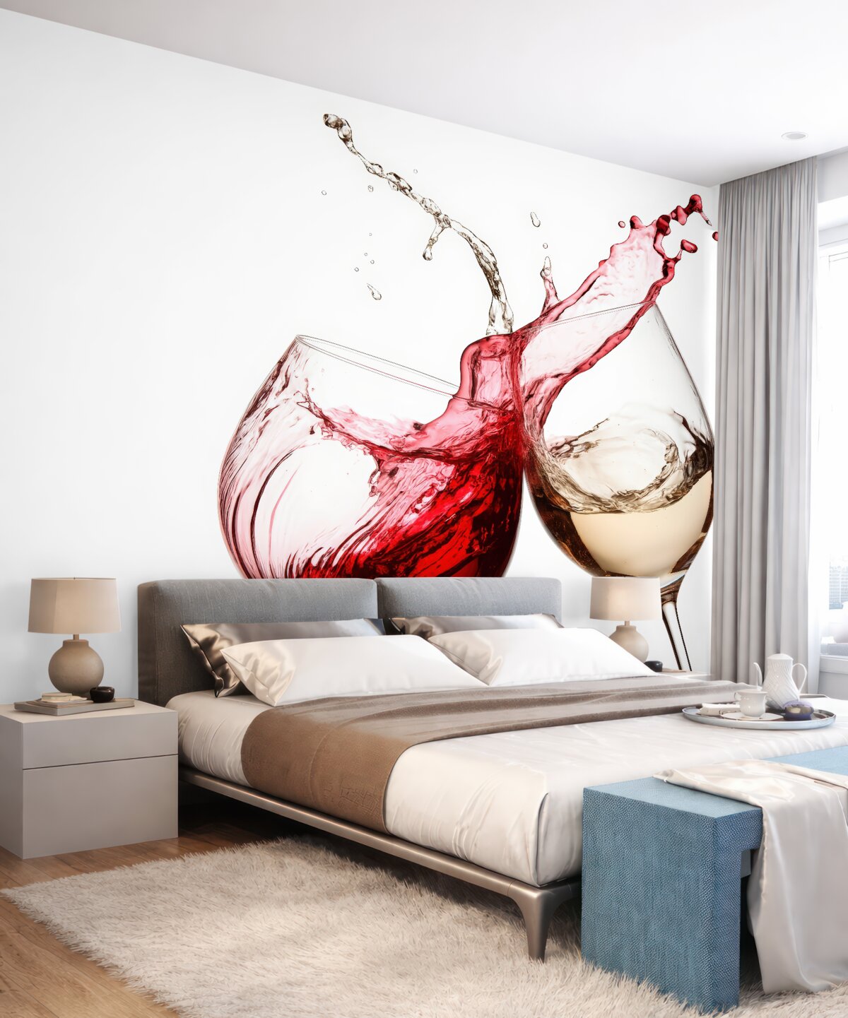 Fototapeta W kieliszkach znajdują się białe i czerwone wino.