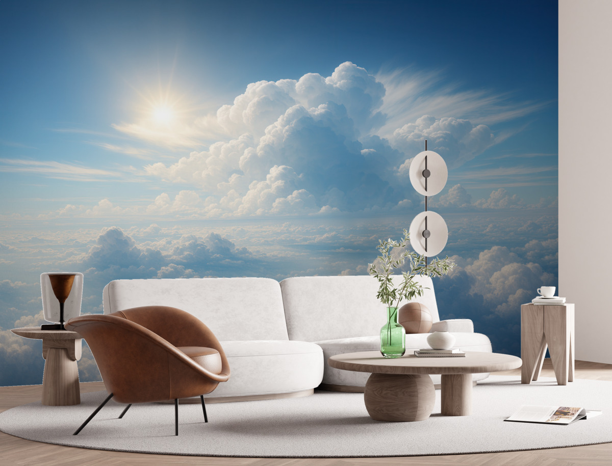 Fototapeta Ciche niebo z miękkimi chmurami na górze.