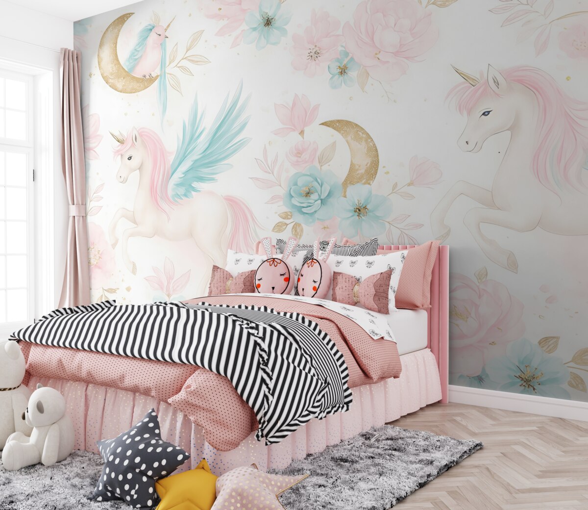 Fototapeta Jednorożce z różowymi taliami.