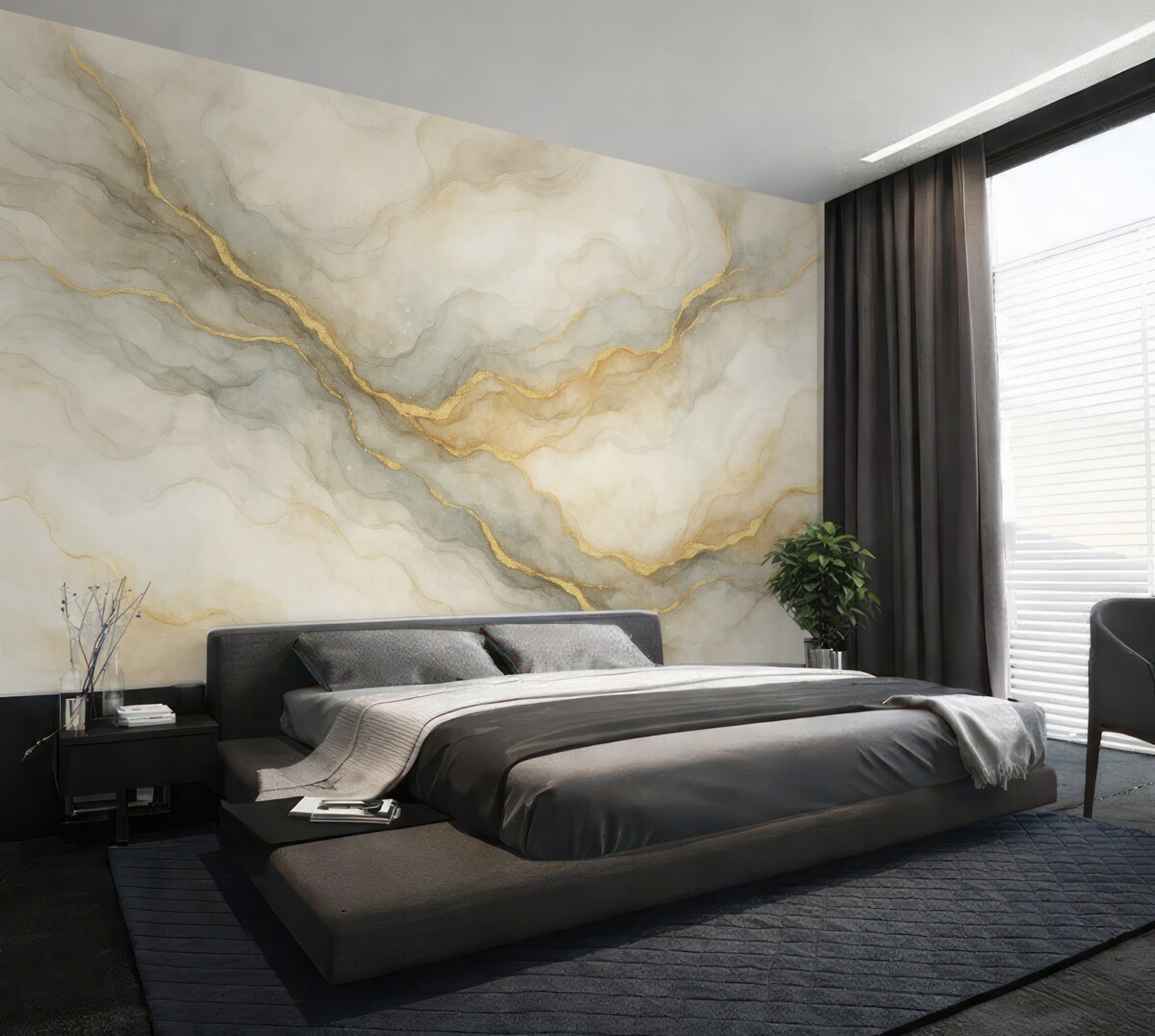 Fototapeta Marmurkowe akwarelowe tło z liniami.