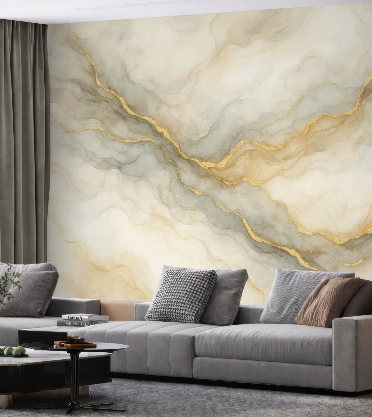 Fototapeta Marmurkowe akwarelowe tło z liniami.