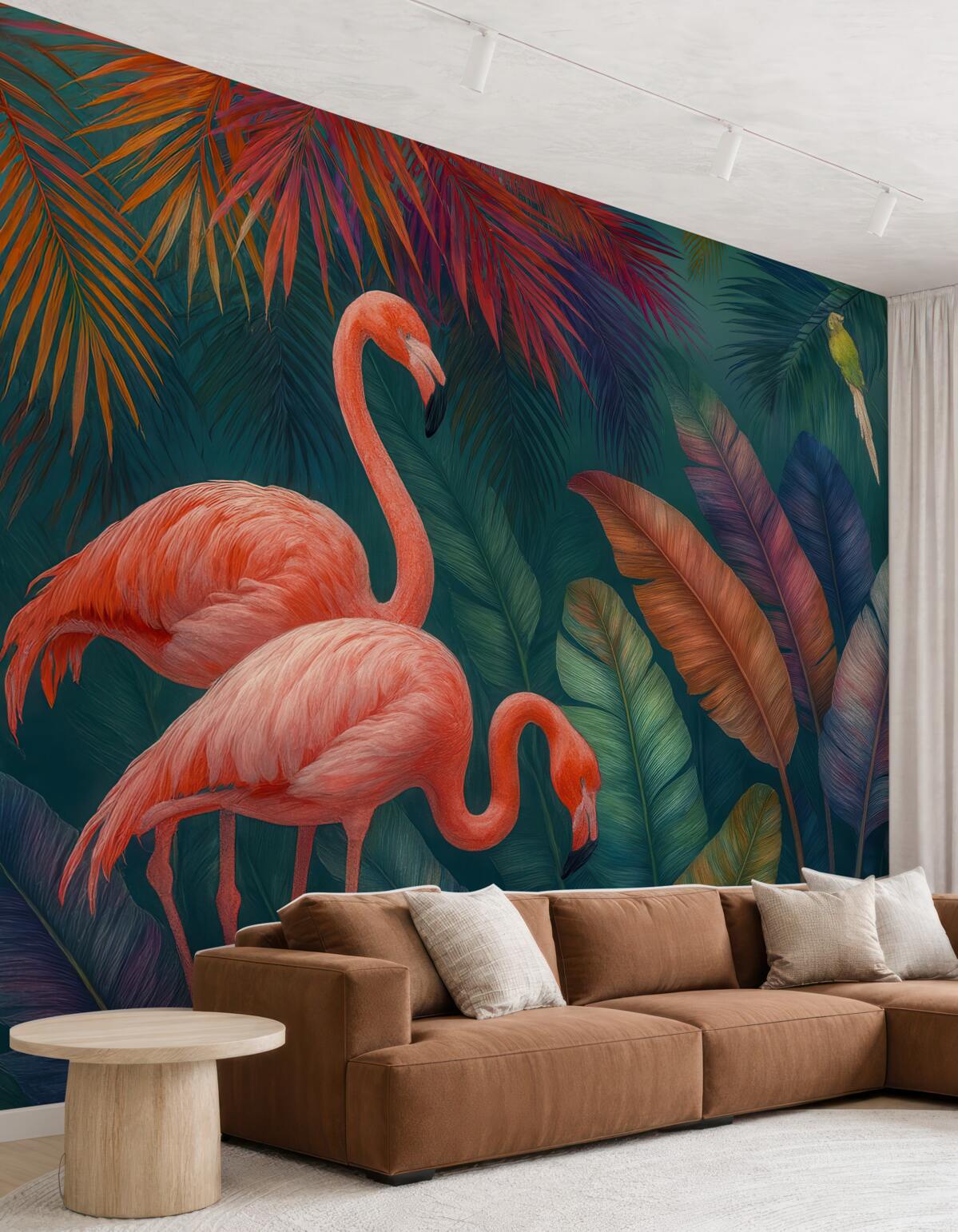 Fototapeta Flamingi w barwnych tropikach.