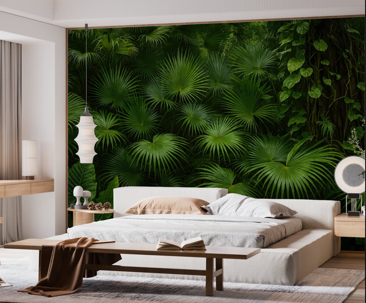 Fototapeta Wilgotne liście w jungli.