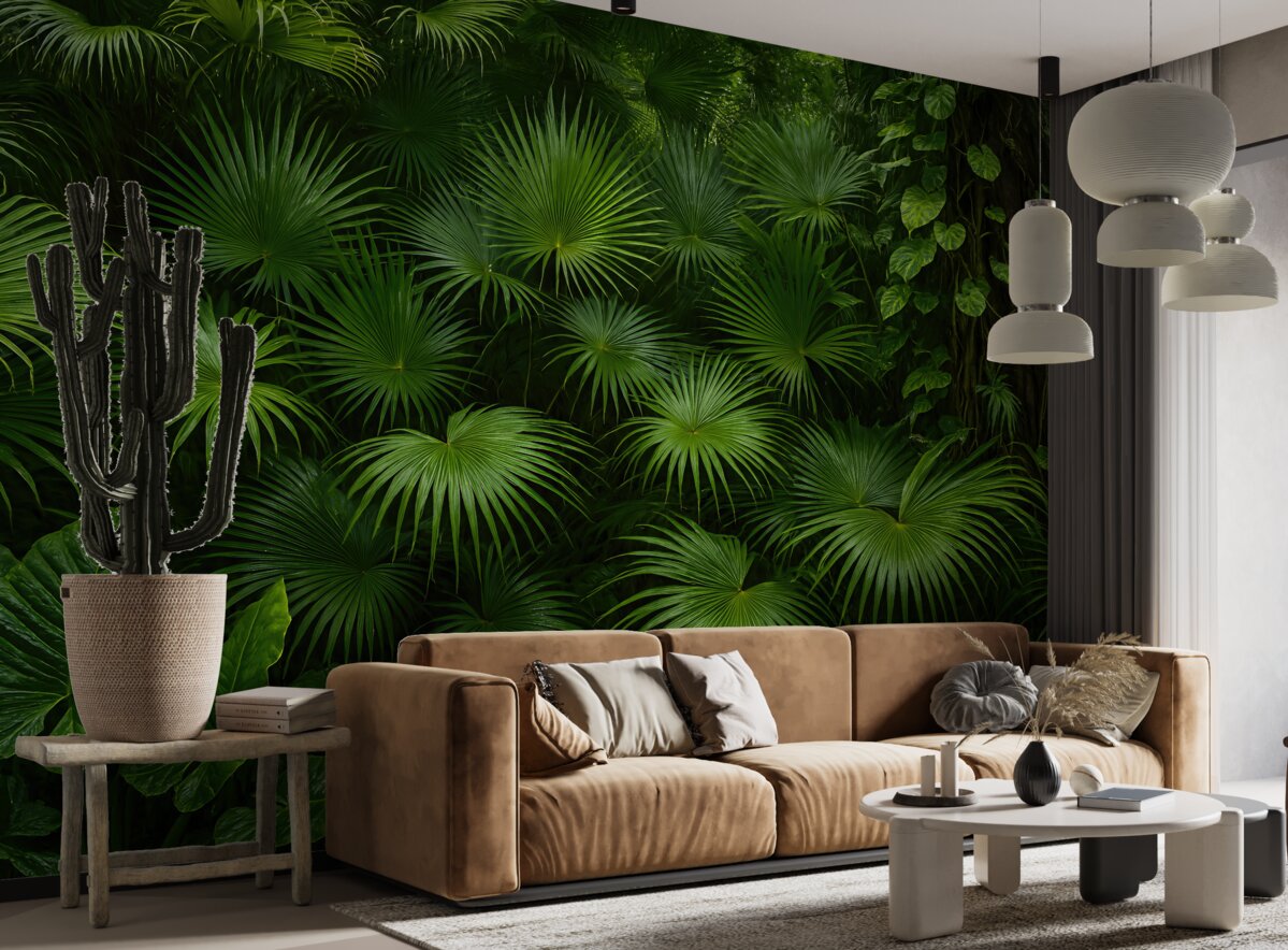 Fototapeta Wilgotne liście w jungli.