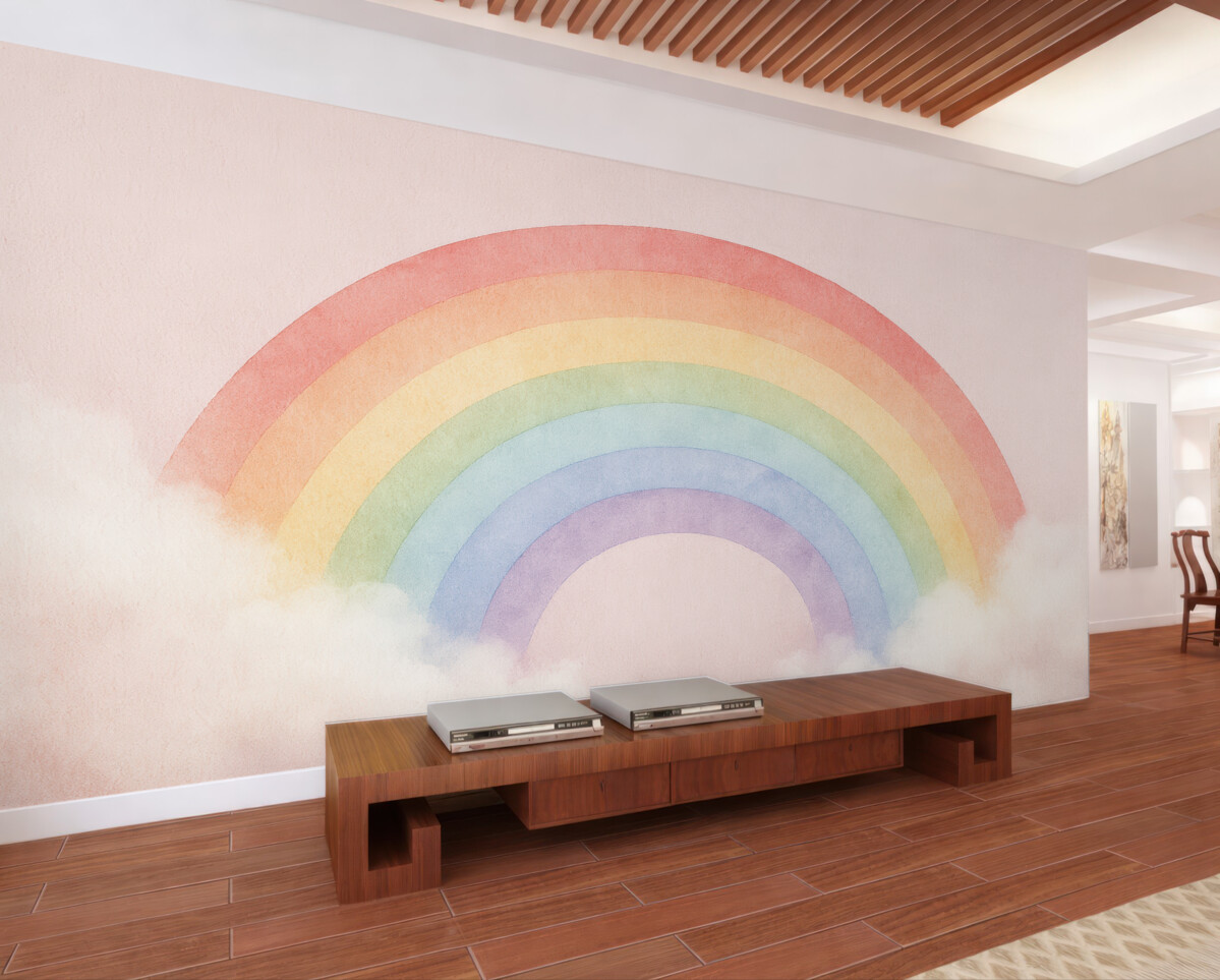 Fototapeta Chmura i łuk tęczy w tle.