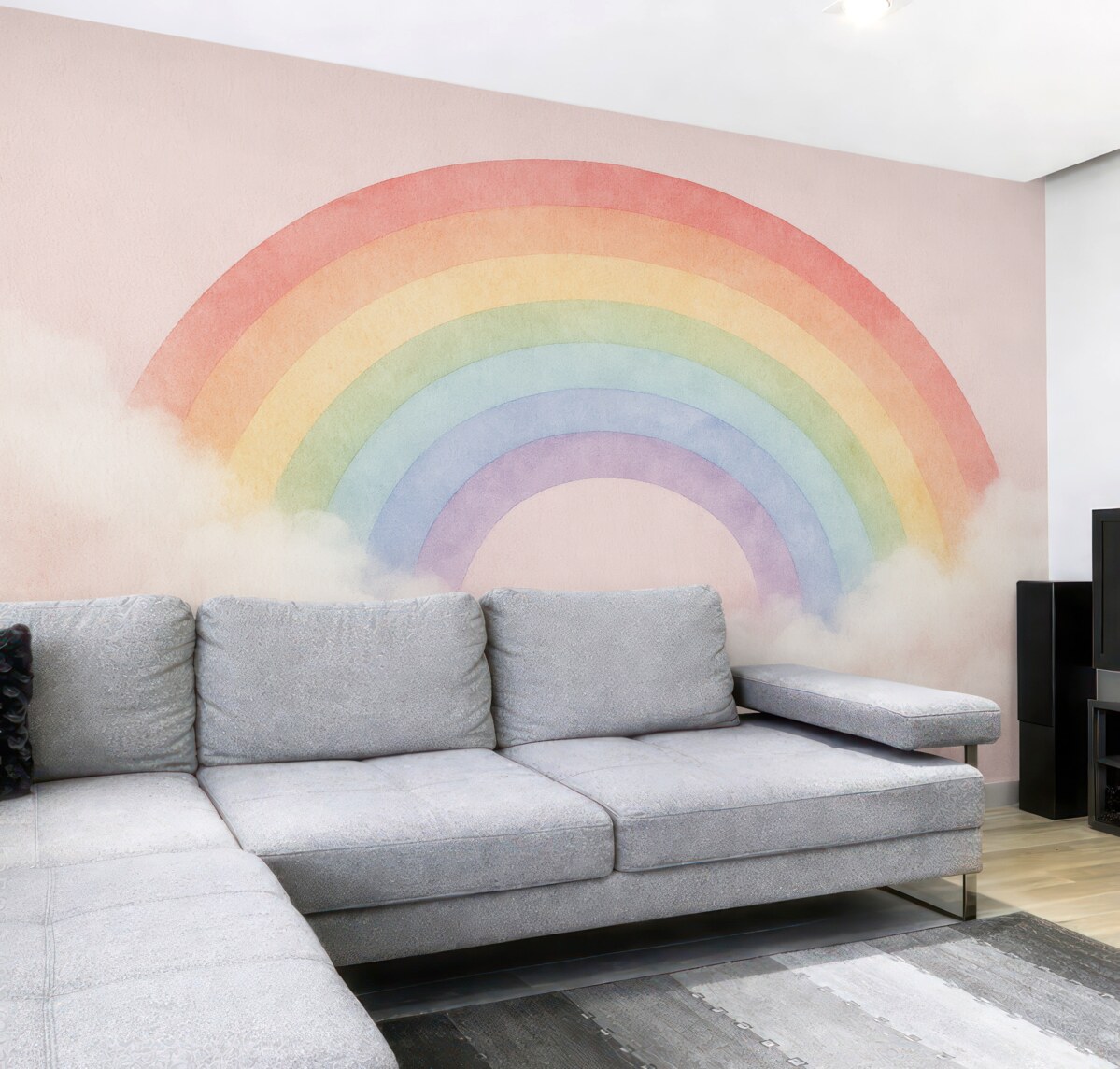 Fototapeta Chmura i łuk tęczy w tle.