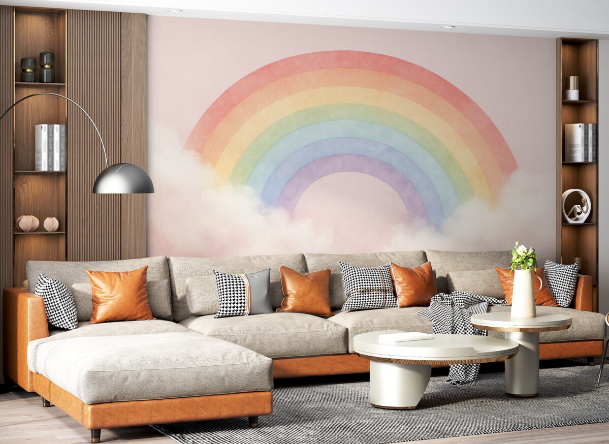 Fototapeta Chmura i łuk tęczy w tle.