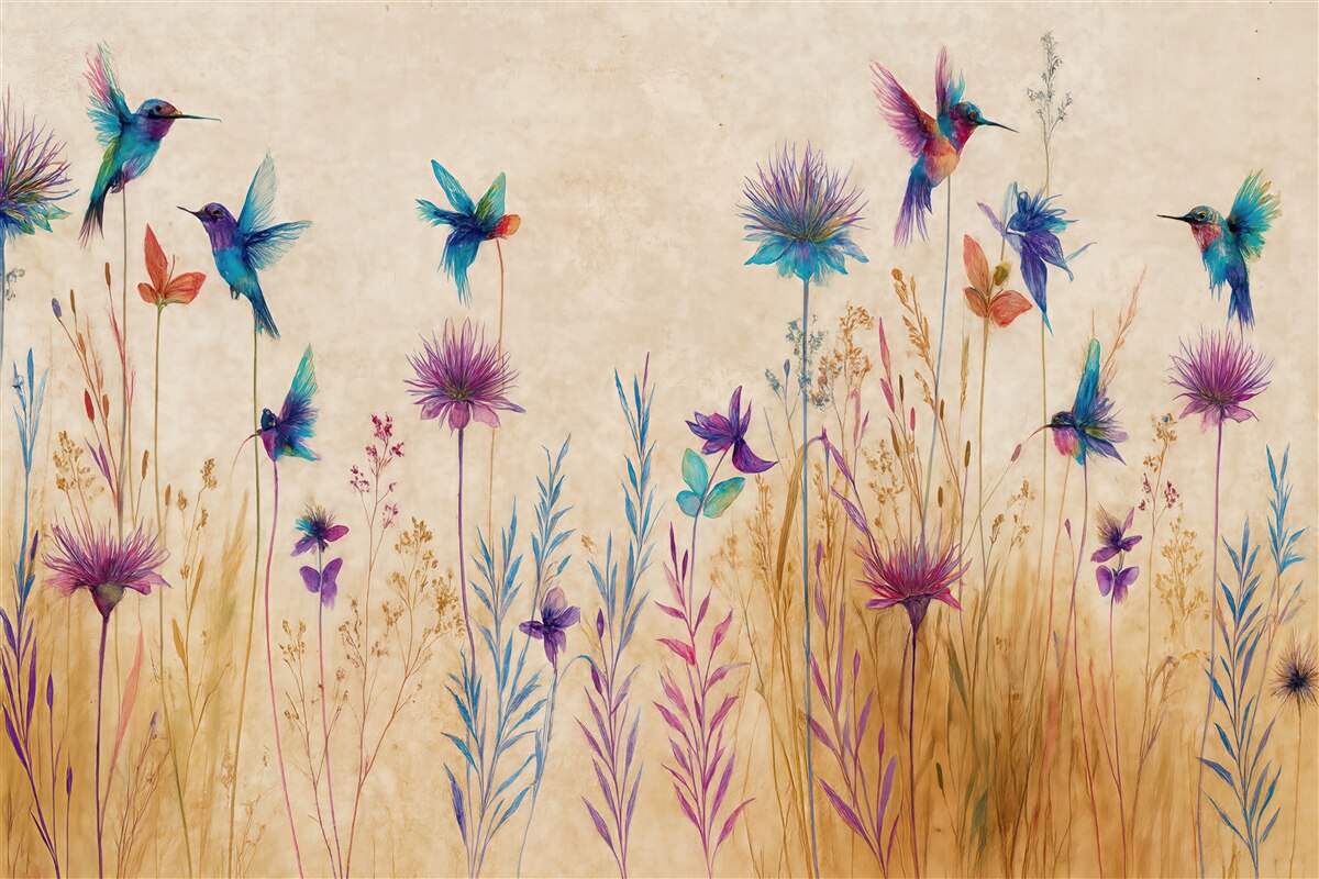 Fototapeta Zjawiskowo wysokie rośliny na jasnobeżowym tle.