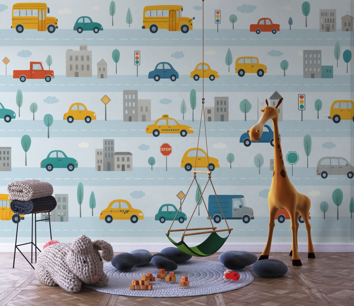 Fototapeta Barwne auta na zatłoczonej ulicy.