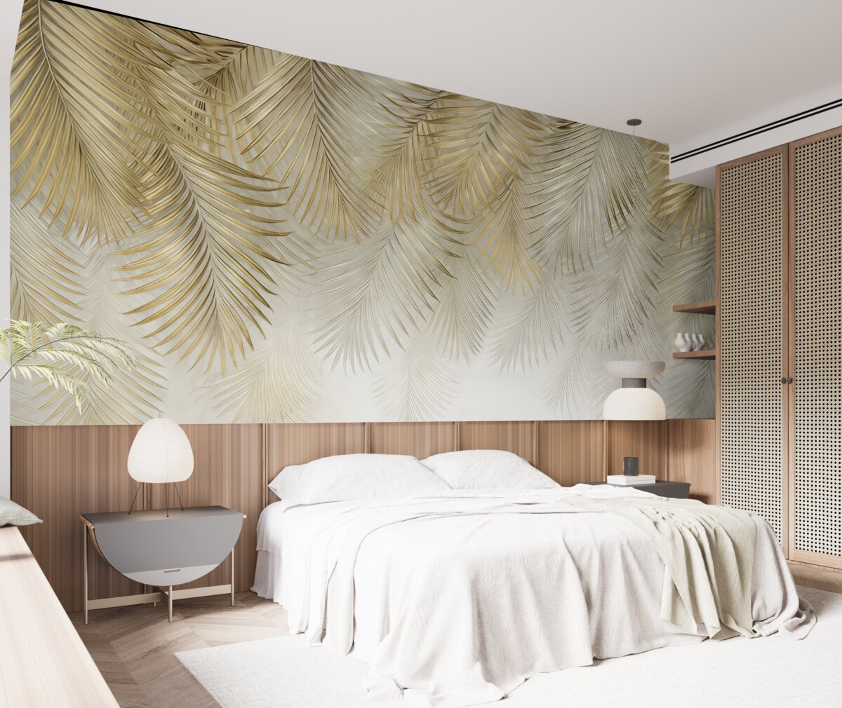 Fototapeta Zwilżone tropikalne liście w klimacie grunge.