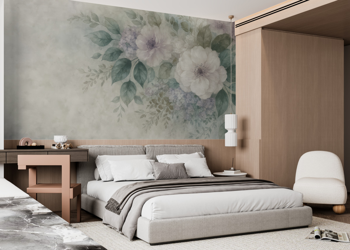 Fototapeta Subtelne kwiaty w akwareli.