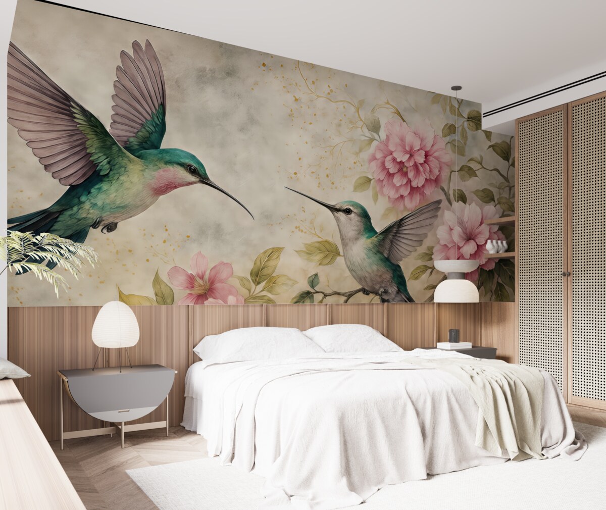 Fototapeta Akwarela kolibra na konarze.