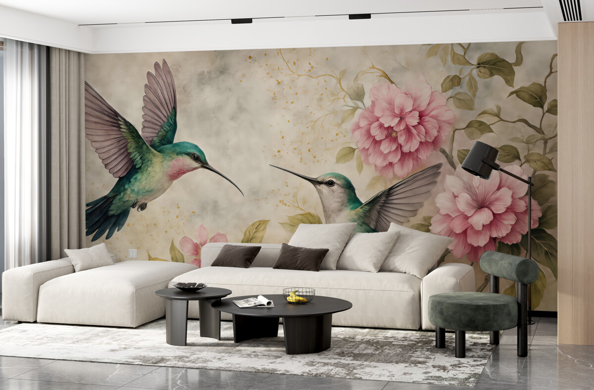 Fototapeta Akwarela kolibra na konarze.