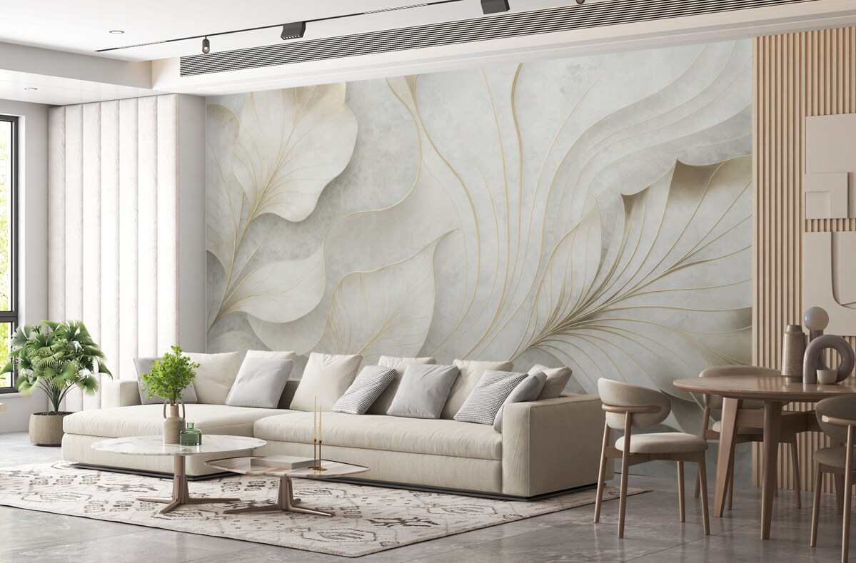 Fototapeta Subtelna abstrakcja z dużych liści.