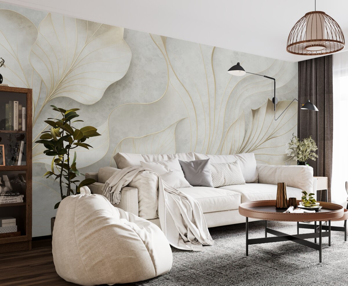 Fototapeta Subtelna abstrakcja z dużych liści.