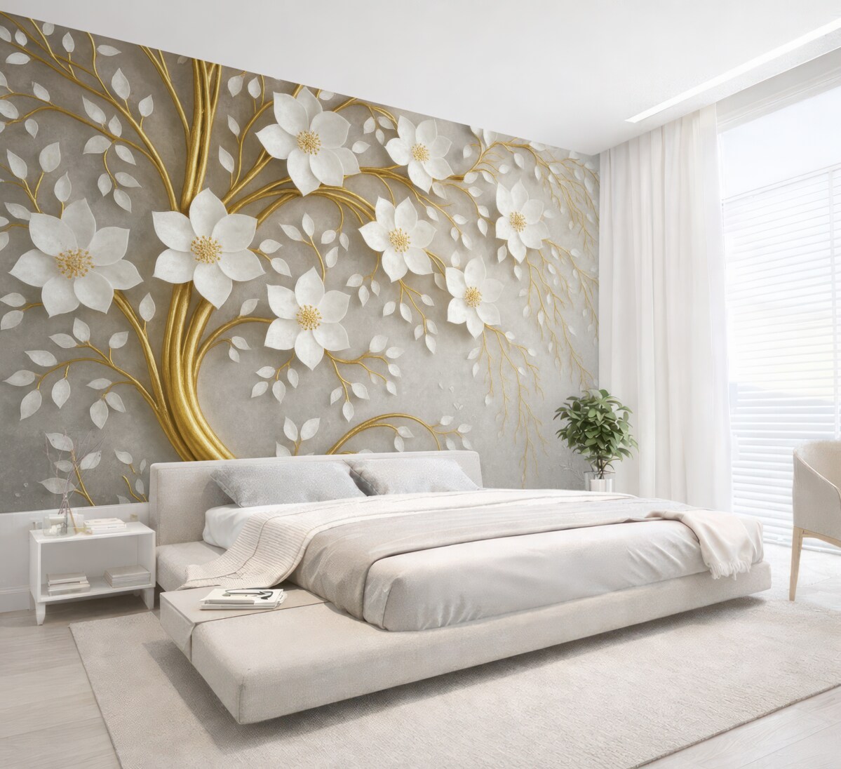 Fototapeta drzewo z jasnymi kwiatami