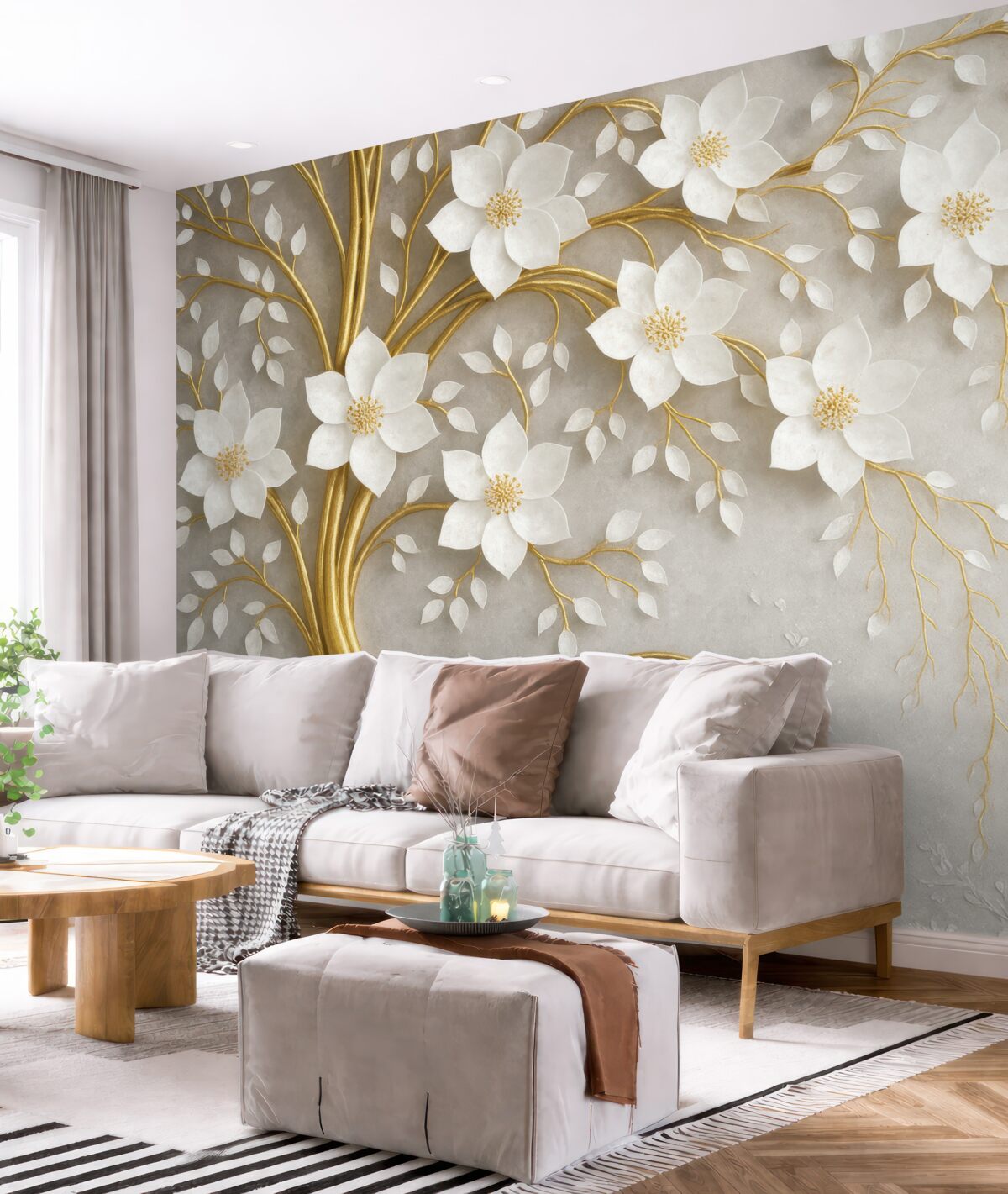 Fototapeta drzewo z jasnymi kwiatami