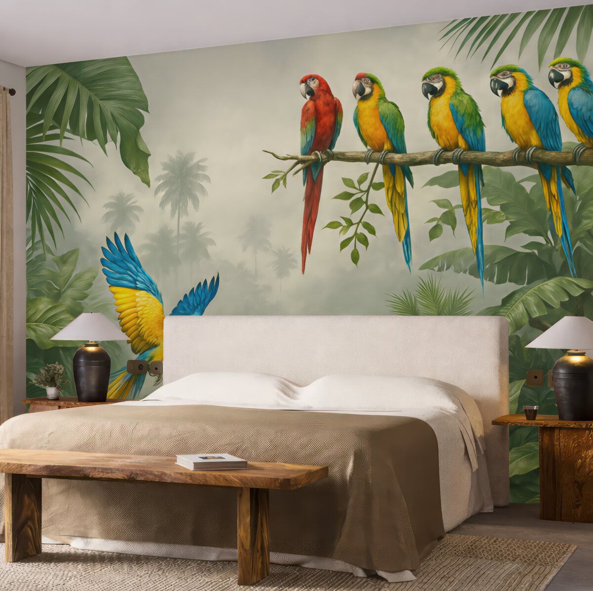 Fototapeta Papugi na konarach w tropikalnym lesie.