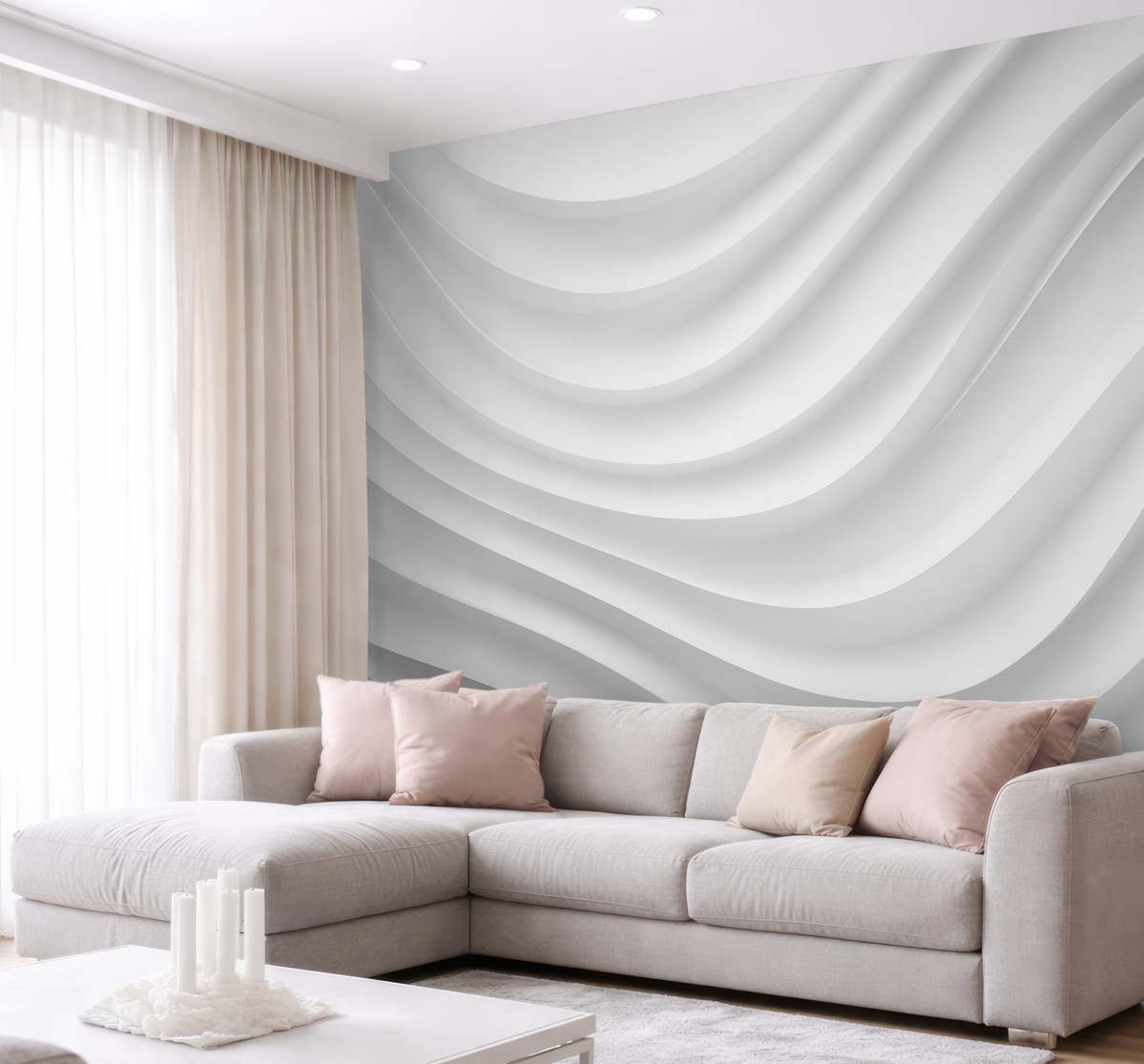 Fototapeta Białe fale trójwymiarowe.