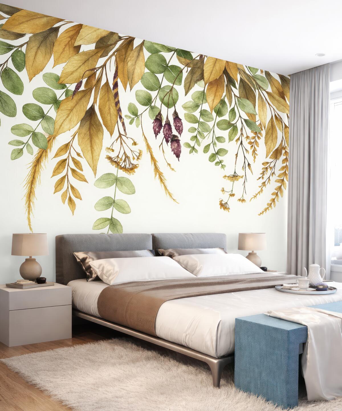 Fototapeta Ramka kwiatowa z liśćmi jesieni.