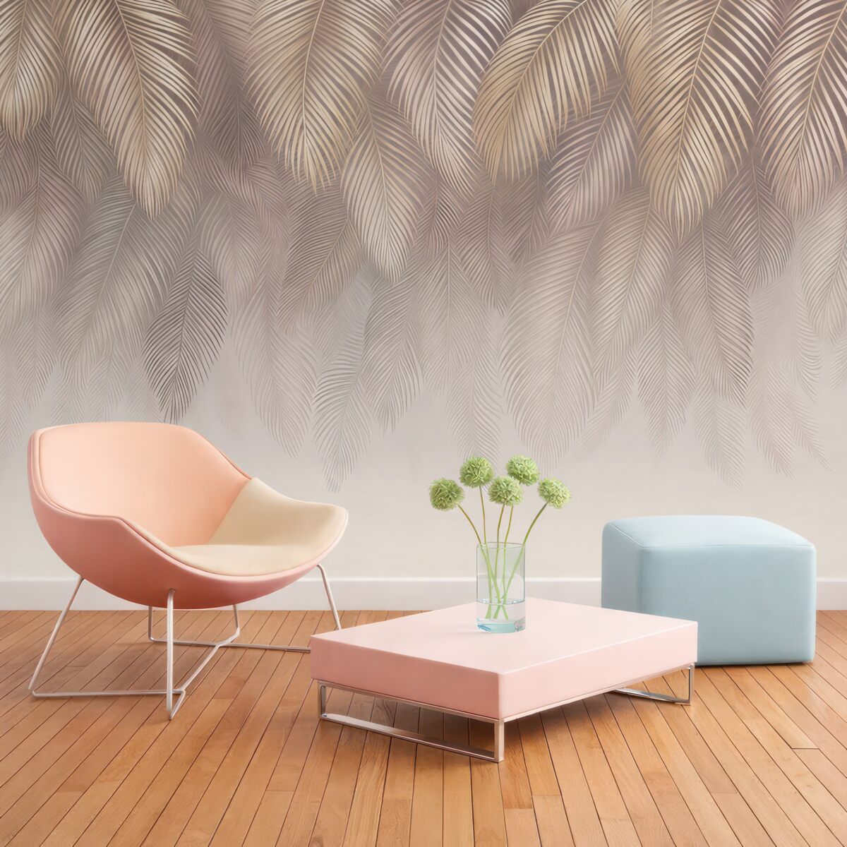 Fototapeta Liście palmy w odcieniu różowym.