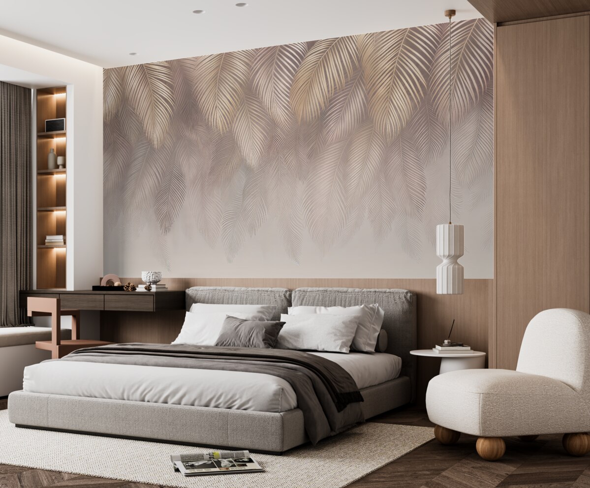 Fototapeta Liście palmy w odcieniu różowym.