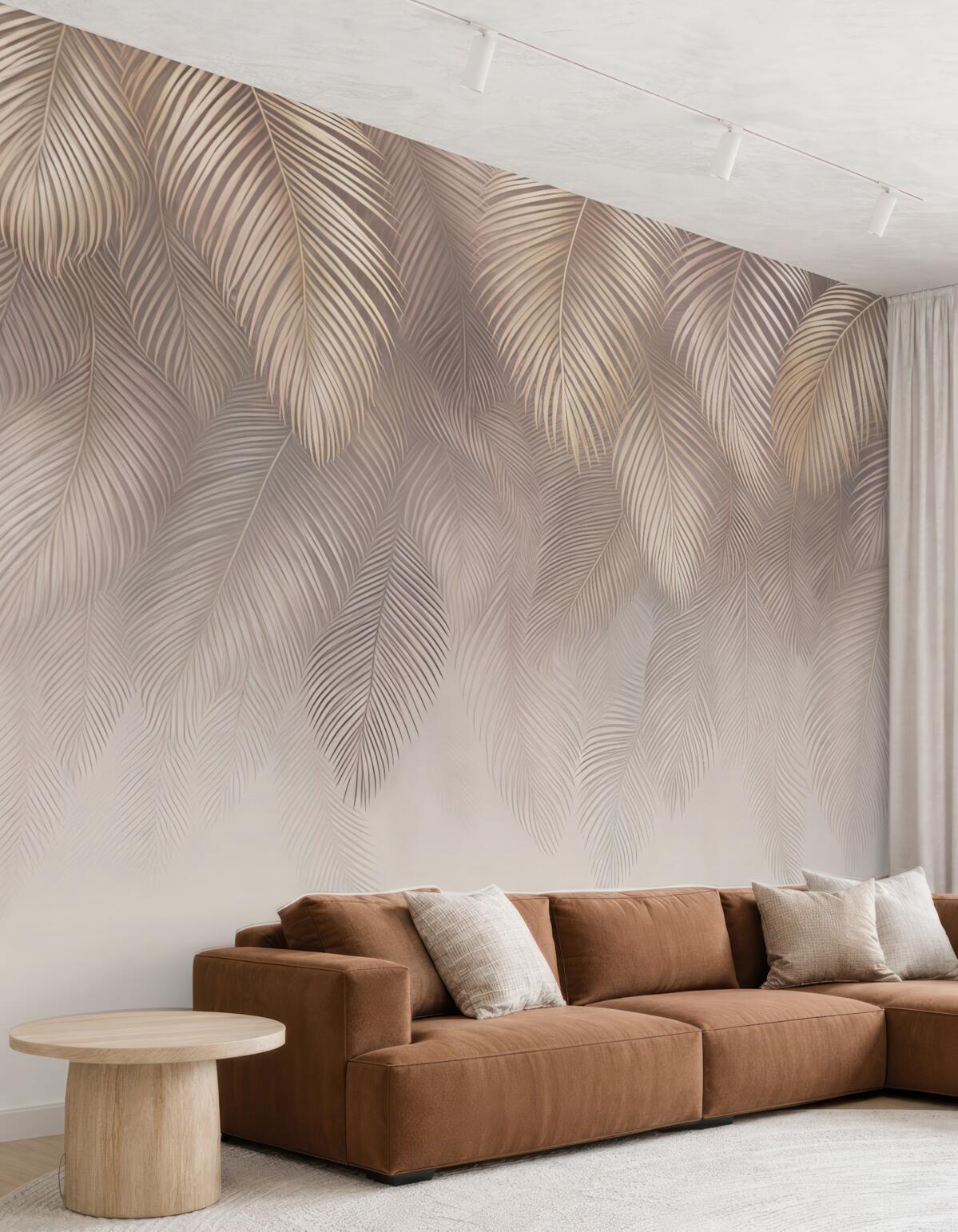 Fototapeta Liście palmy w odcieniu różowym.