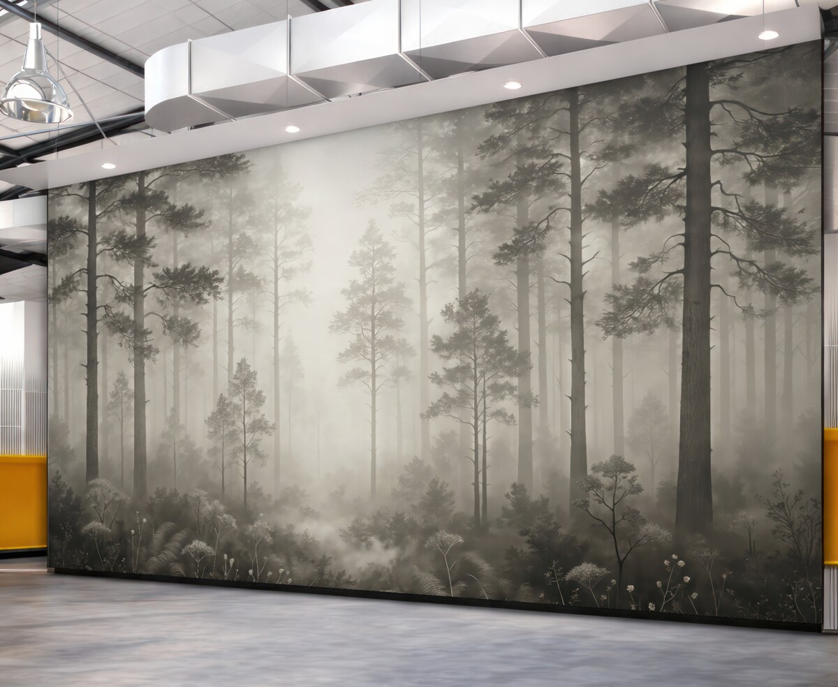 Fototapeta Las w oparach mgły